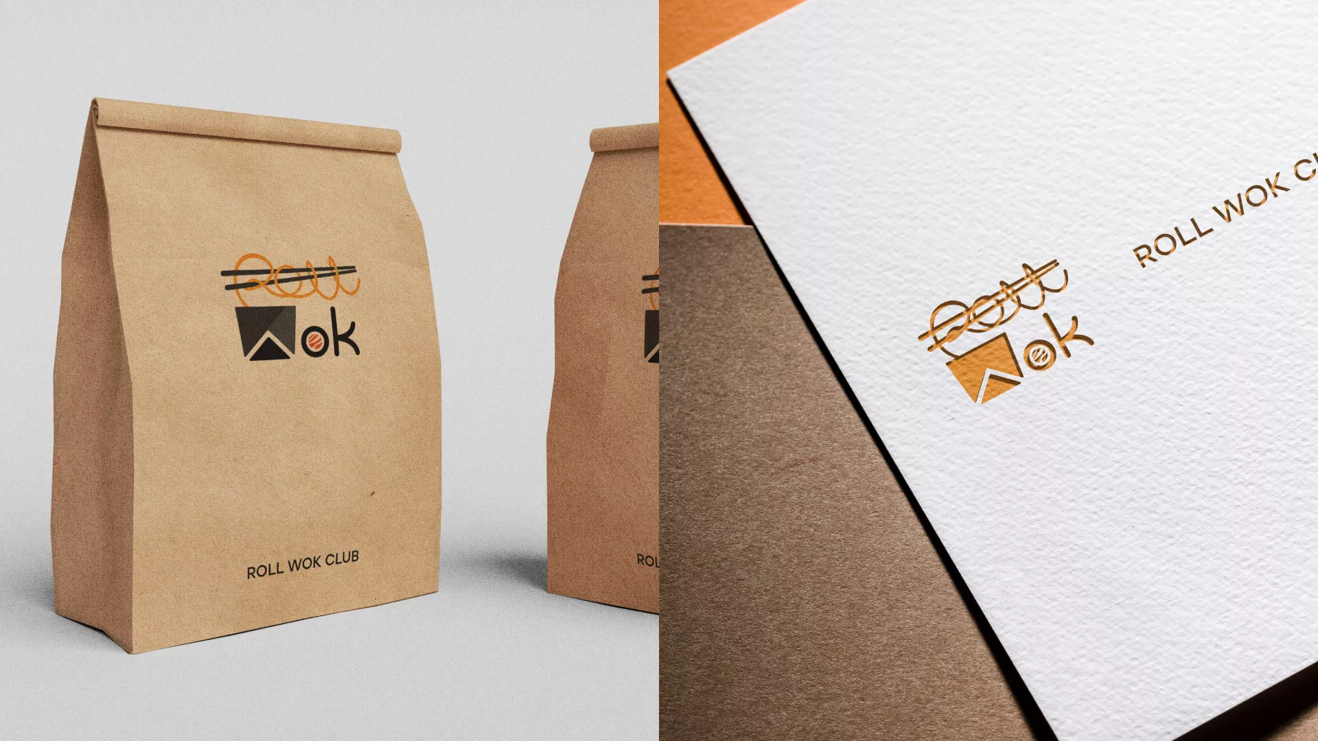 Разработка логотипа суши-бара «Roll Wok Club» в Заозёрске