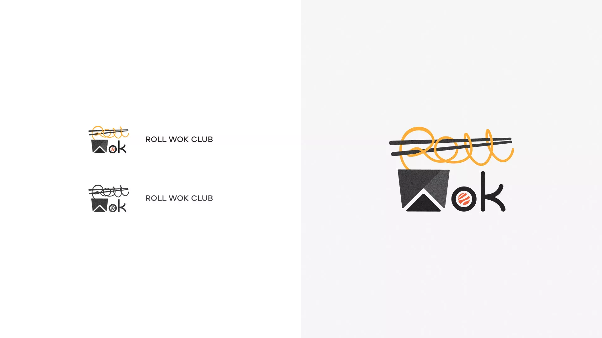 Разработка логотипа суши-бара «Roll Wok Club» в Заозёрске