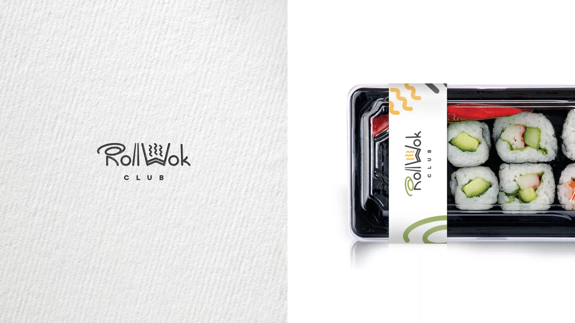 Разработка наклеек для суши-бара «Roll Wok Club» в Заозёрске